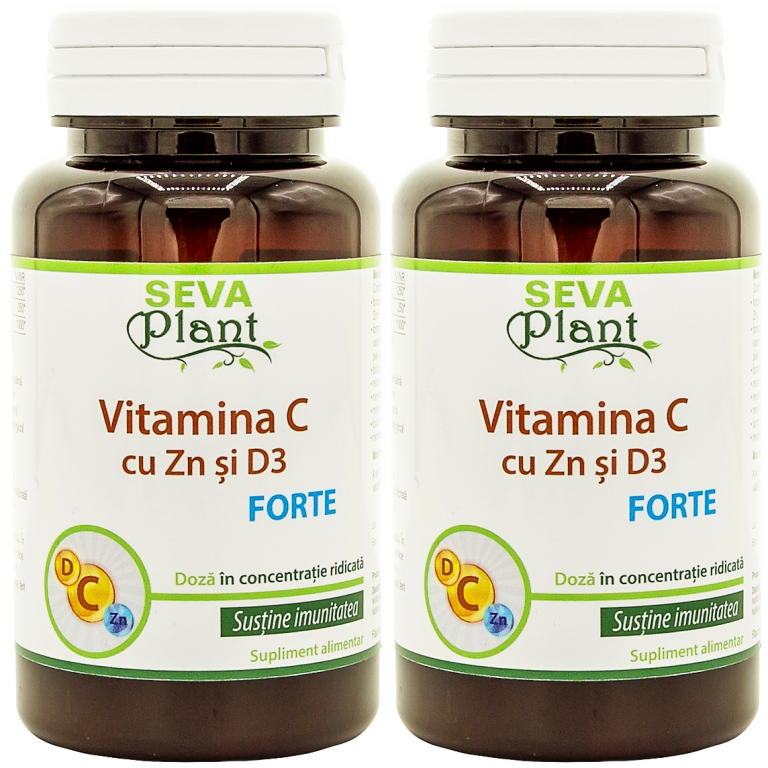 Pachet Vitamina C Zn D3 Forte 2x30cp - SEVA PLANT