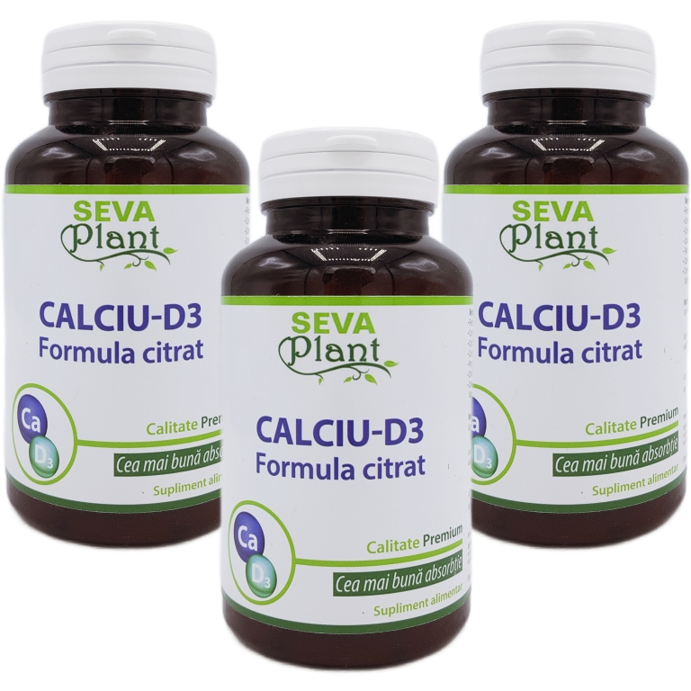 Calciu citrat D3 3x30cp - SEVA PLANT