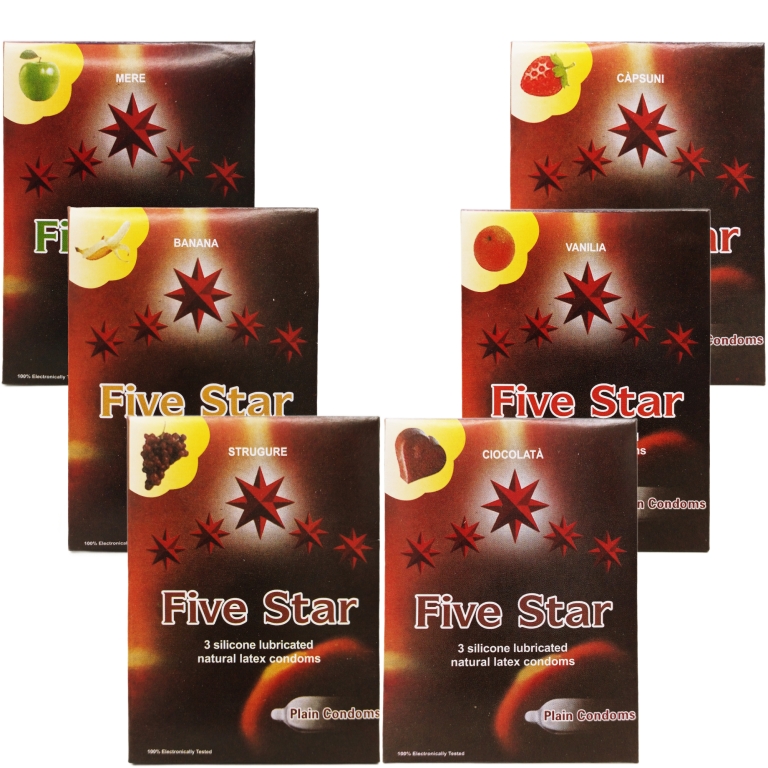 Prezervative latex 6 arome diferite 18b - FIVE STAR