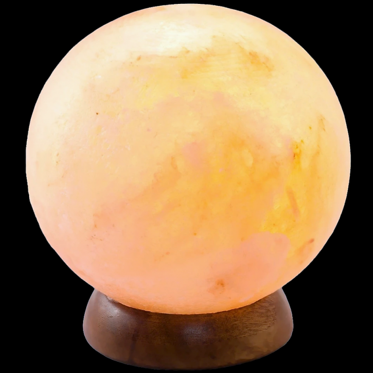Veioza sare himalaya glob Feng Shui suport lemn 4kg - MONTE SALT CRYSTAL