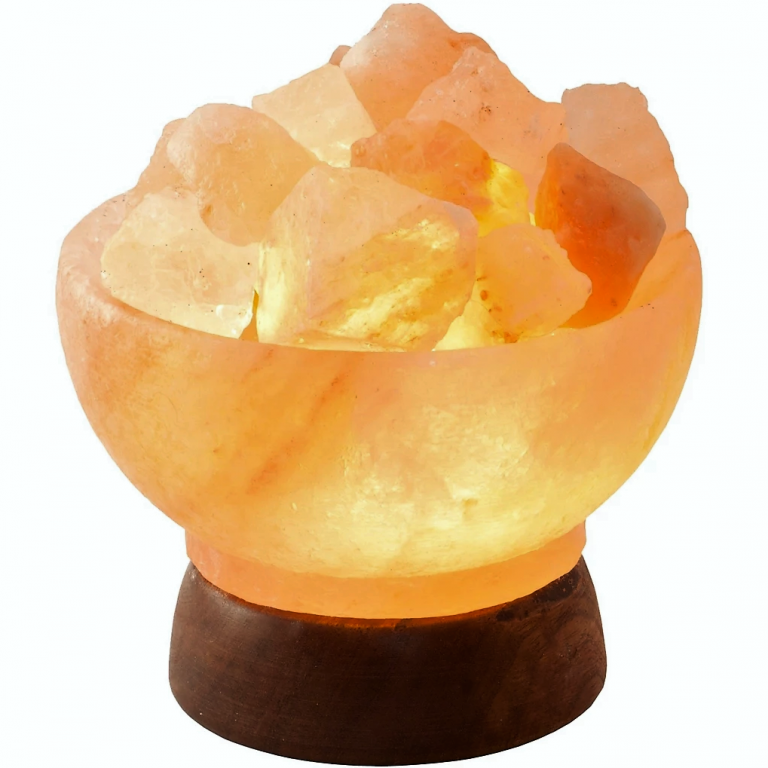 Veioza sare himalaya Minge Foc suport lemn 4kg - MONTE SALT CRYSTAL