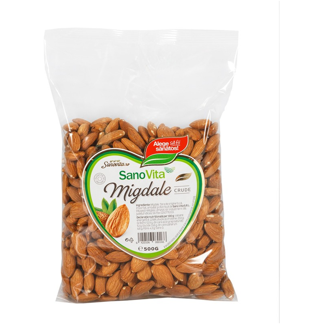 Migdale crude necojite 500g - SANOVITA