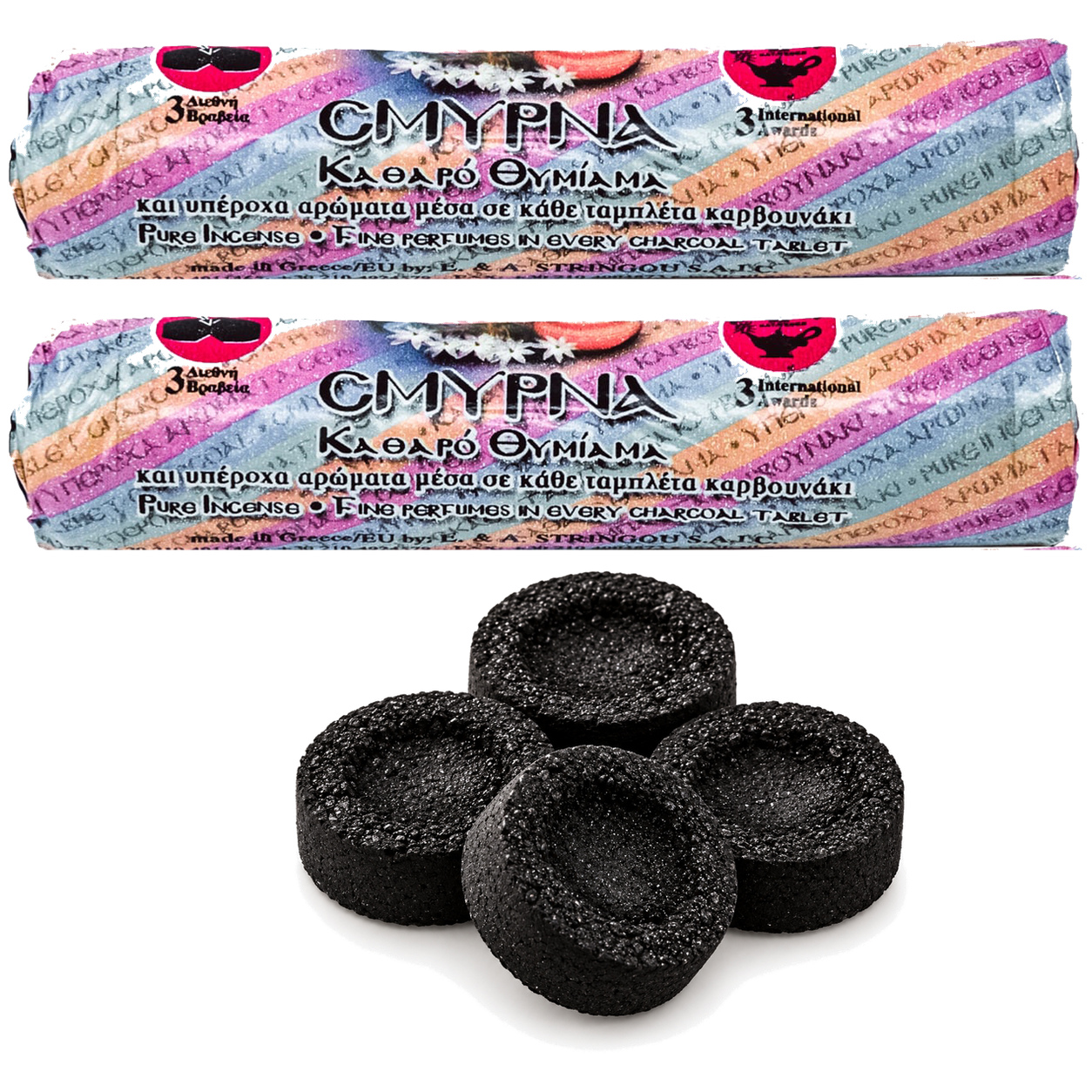 Set 2x Carbune aromat cu smirna Grecia rola 10pastile 40g - LIHNARI