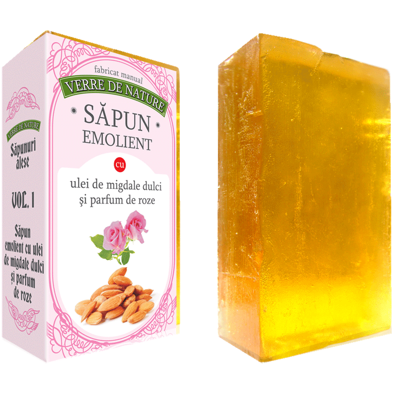 Sapun Emolient ulei migdale dulci parfum roze 100g - VERRE DE NATURE
