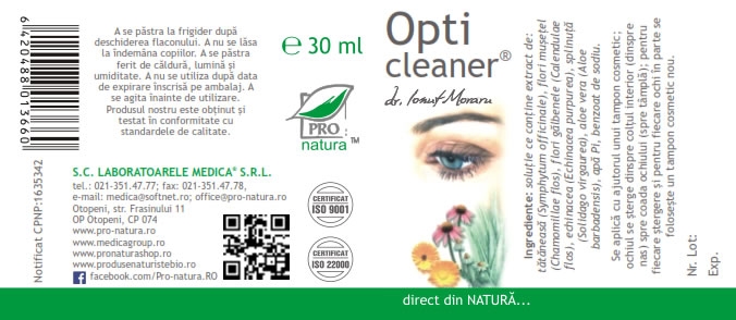 Solutie curatare ochi Opti cleaner 30ml - MEDICA