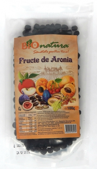 Aronia fructe uscate 100g - BIONATURA