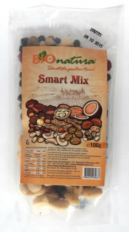 Amestec nuci fructe uscate Smart Mix 100g - BIONATURA