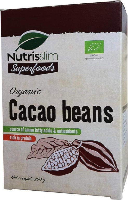 Cacao boabe raw organic eco 250g - NUTRISSLIM