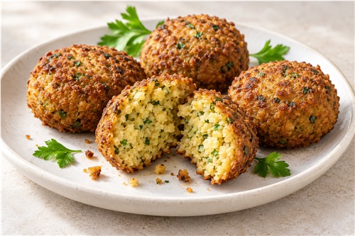 Chifteluțe de falafel rumene, crocante la exterior și fragede în interior – sugestie de preparare